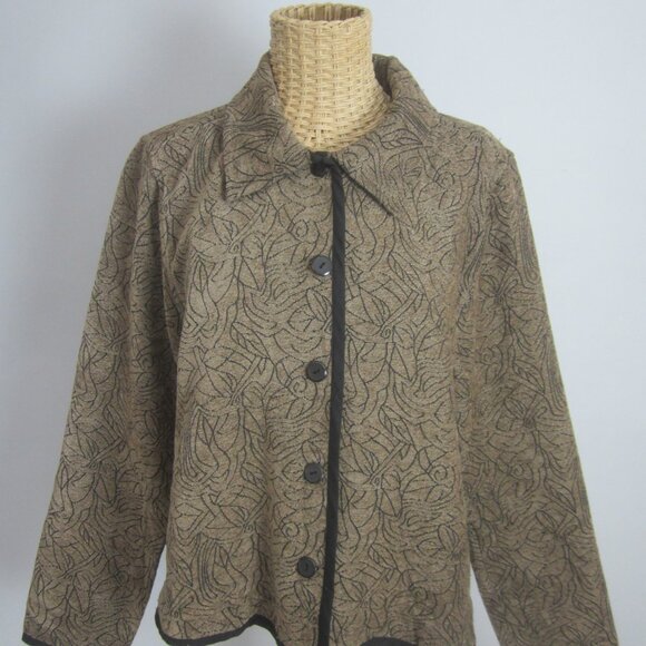 CJ Banks Christopher & Bank Womens M Blazer Taupe Brown Black Floral Jacket - Picture 9 of 11